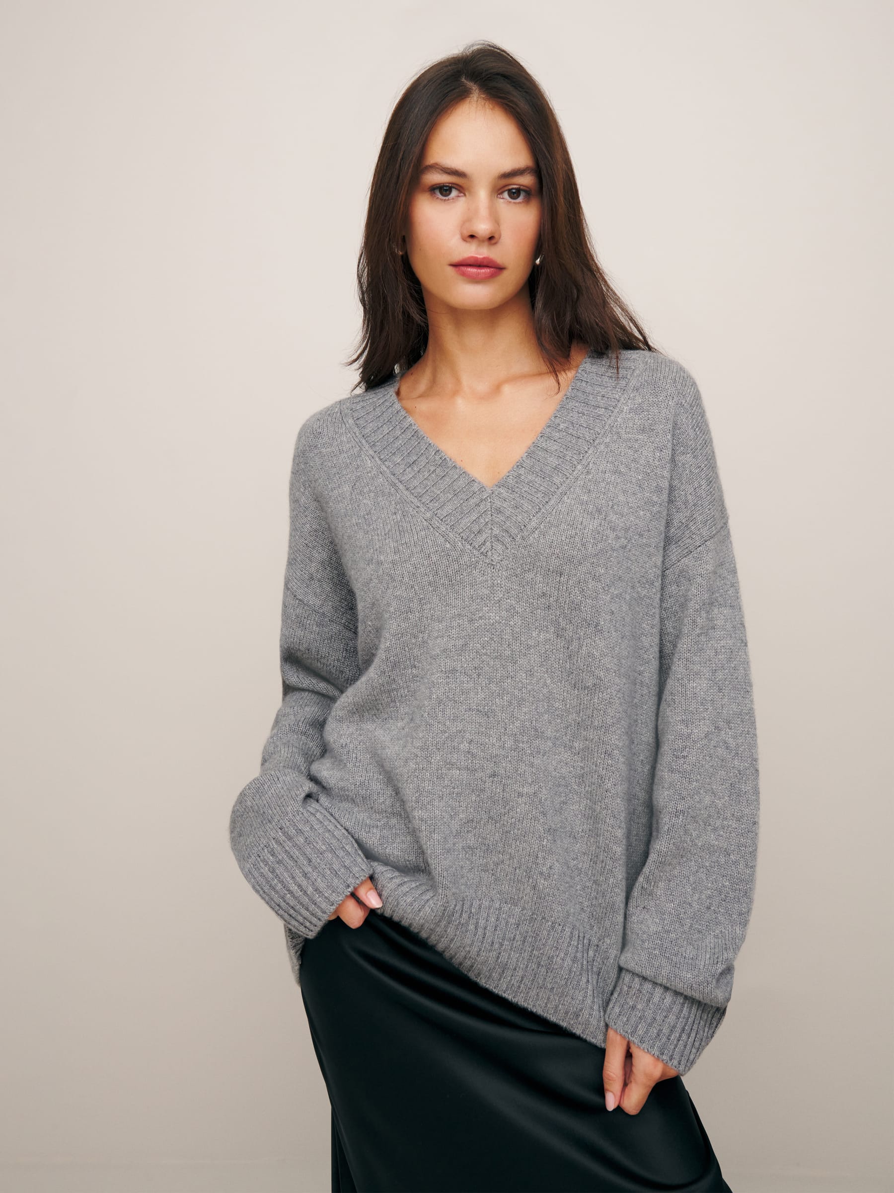 Jadey Cashmere Oversized V-neck Sweater