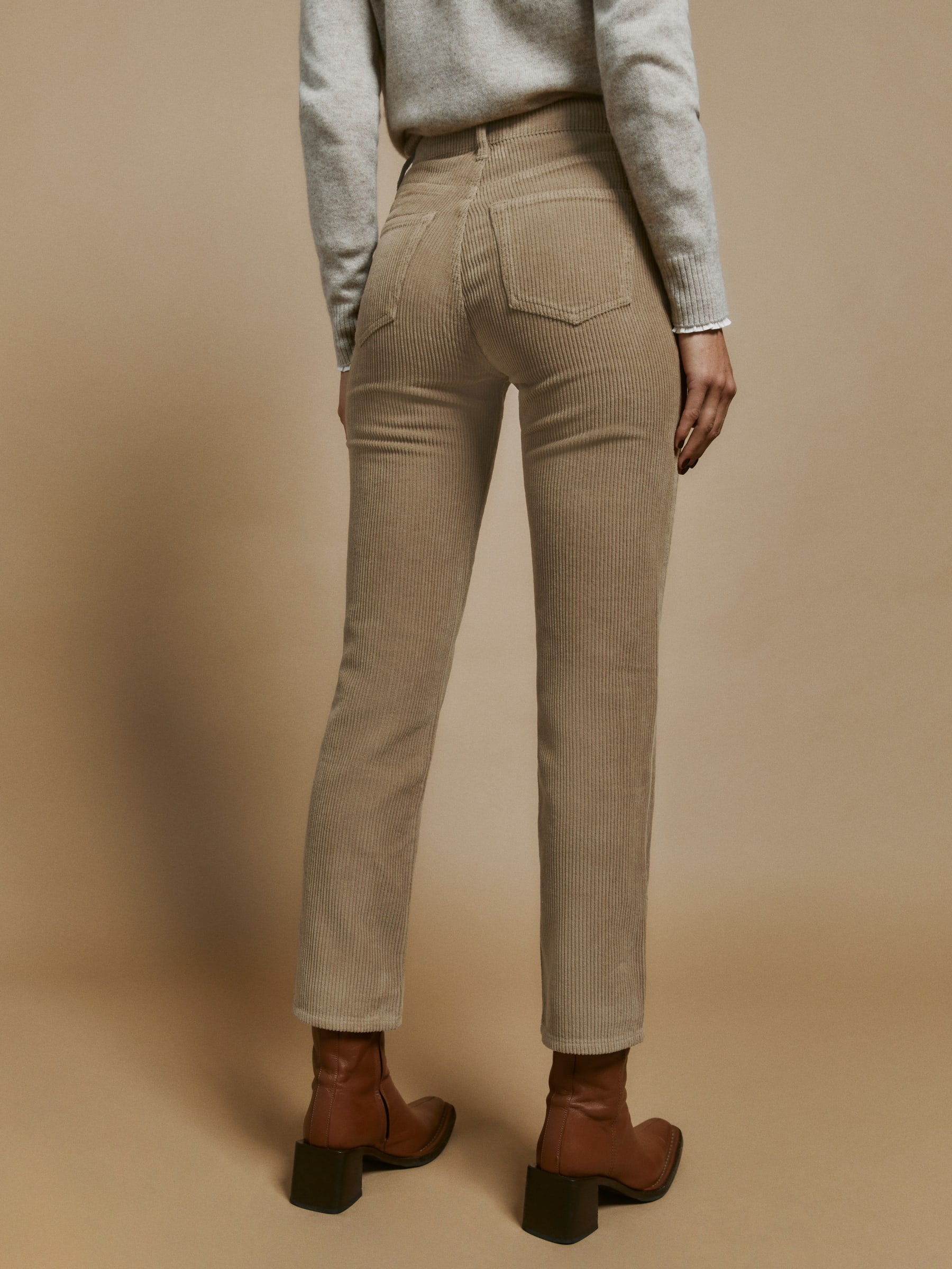 Cynthia Button Fly High Rise Straight Corduroy Pants