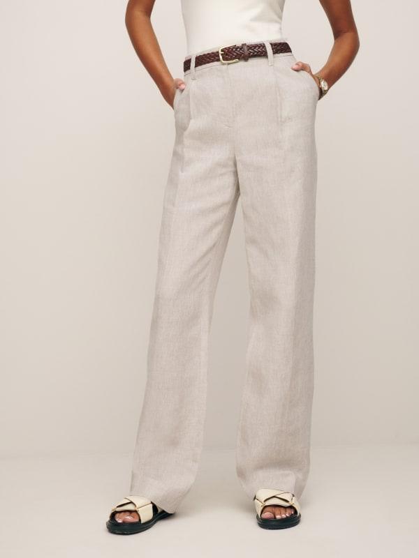 Petites Alex Mid Rise Linen Pant