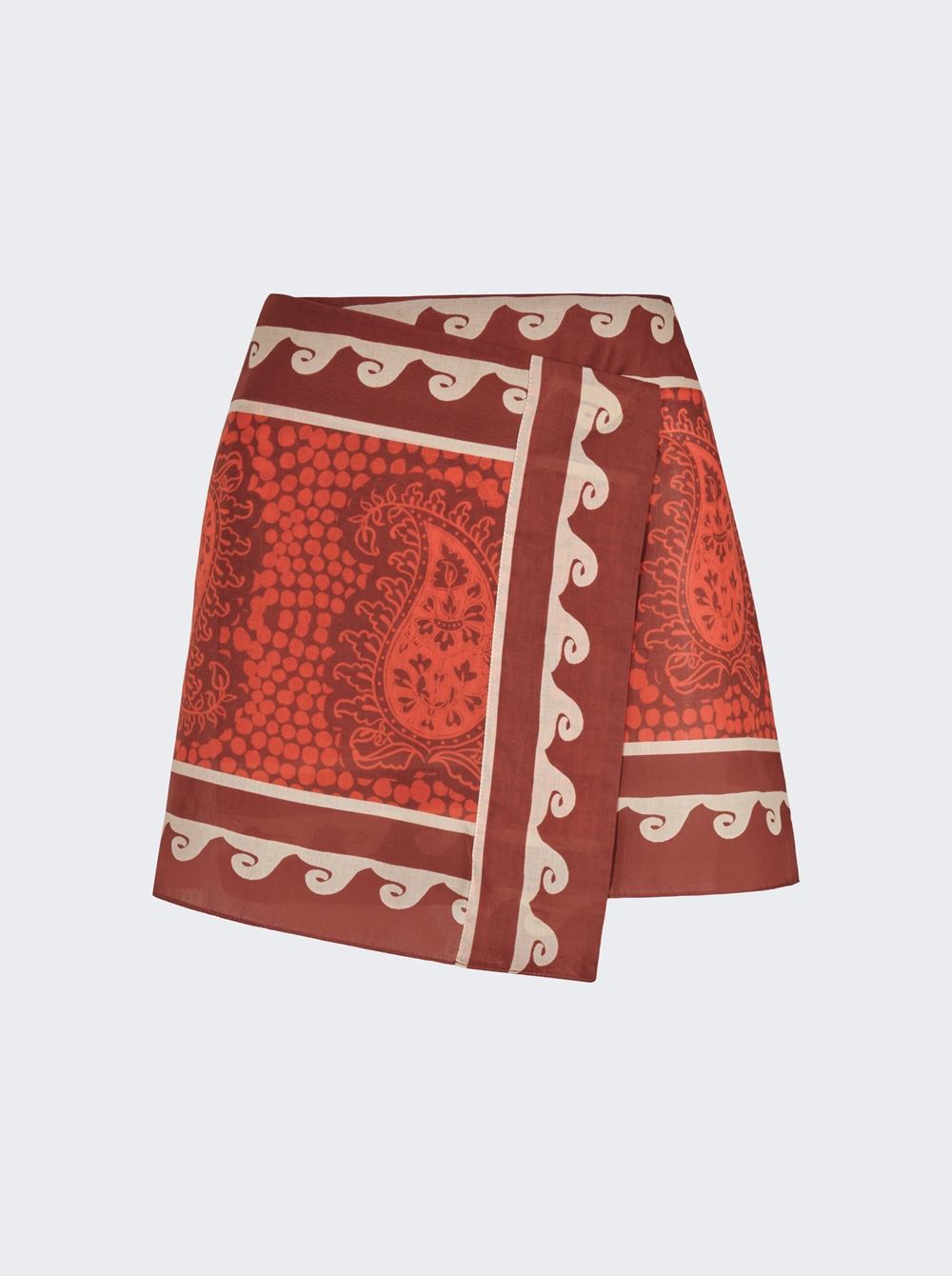 Hunting Roots Wrap Skirt Paisley Red And Ecru