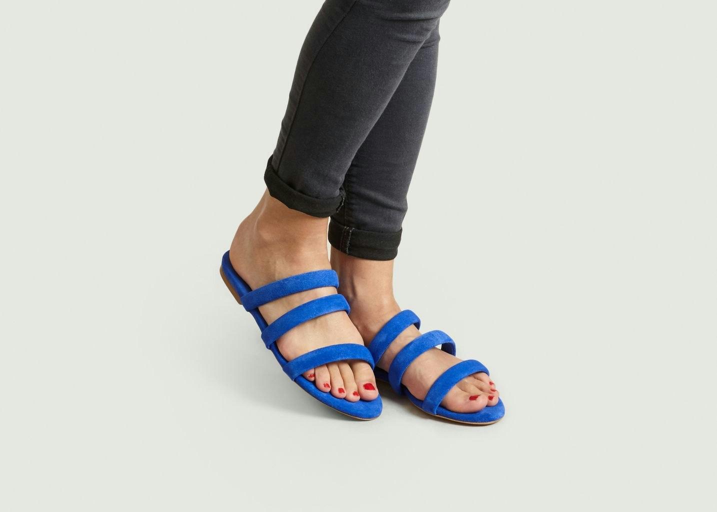 Blue Chrissy Suede Sandals