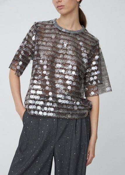 Seethrough Sequins Top