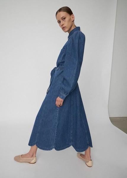 Raw Denim Dress With Waist Focus