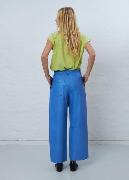 Soft Casual Leather Pants - Blue Sea