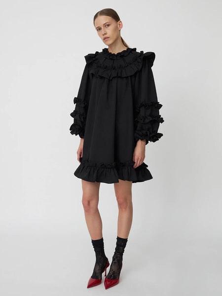 Black Light Weight Mini Frill Dress