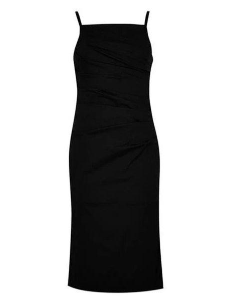 Black  Filing Ruched Dress