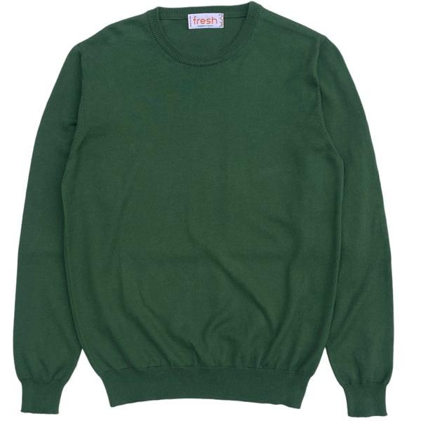 Tom Extra Fine Cotton Crew Neck Sweater In Green