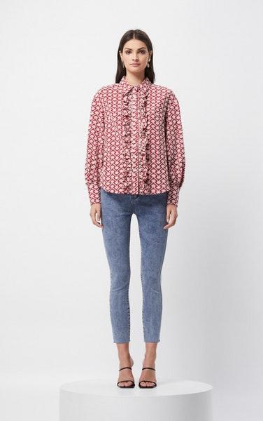 Red and Cream Broderie Triumph Shirt