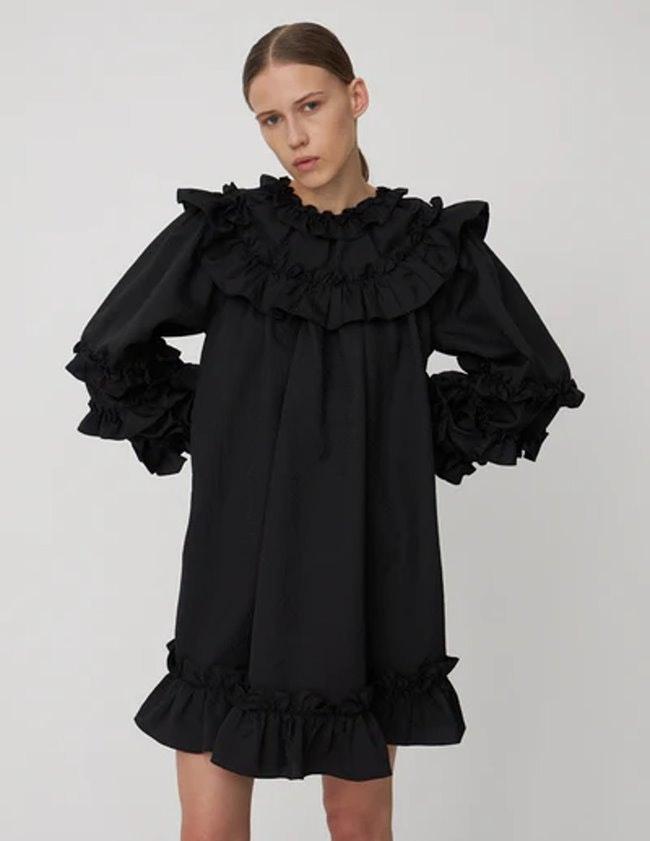 Mini Frill Dress - Black