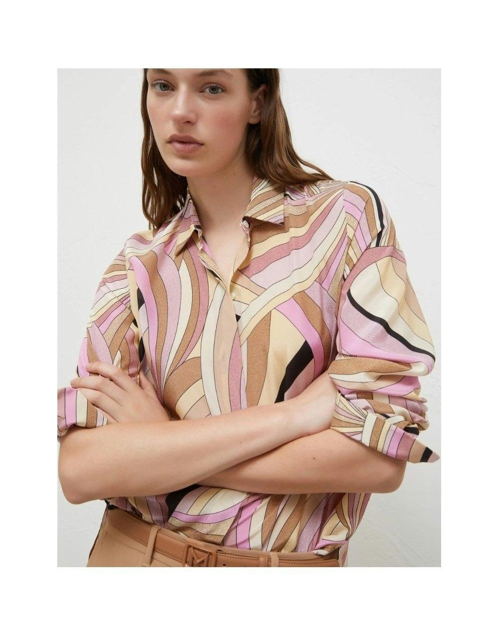 Marella Minerva Abstract Waves Shirt Col: 001 Pink Multi, Size: 16