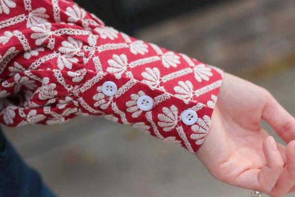 Red and Cream Broderie Triumph Shirt