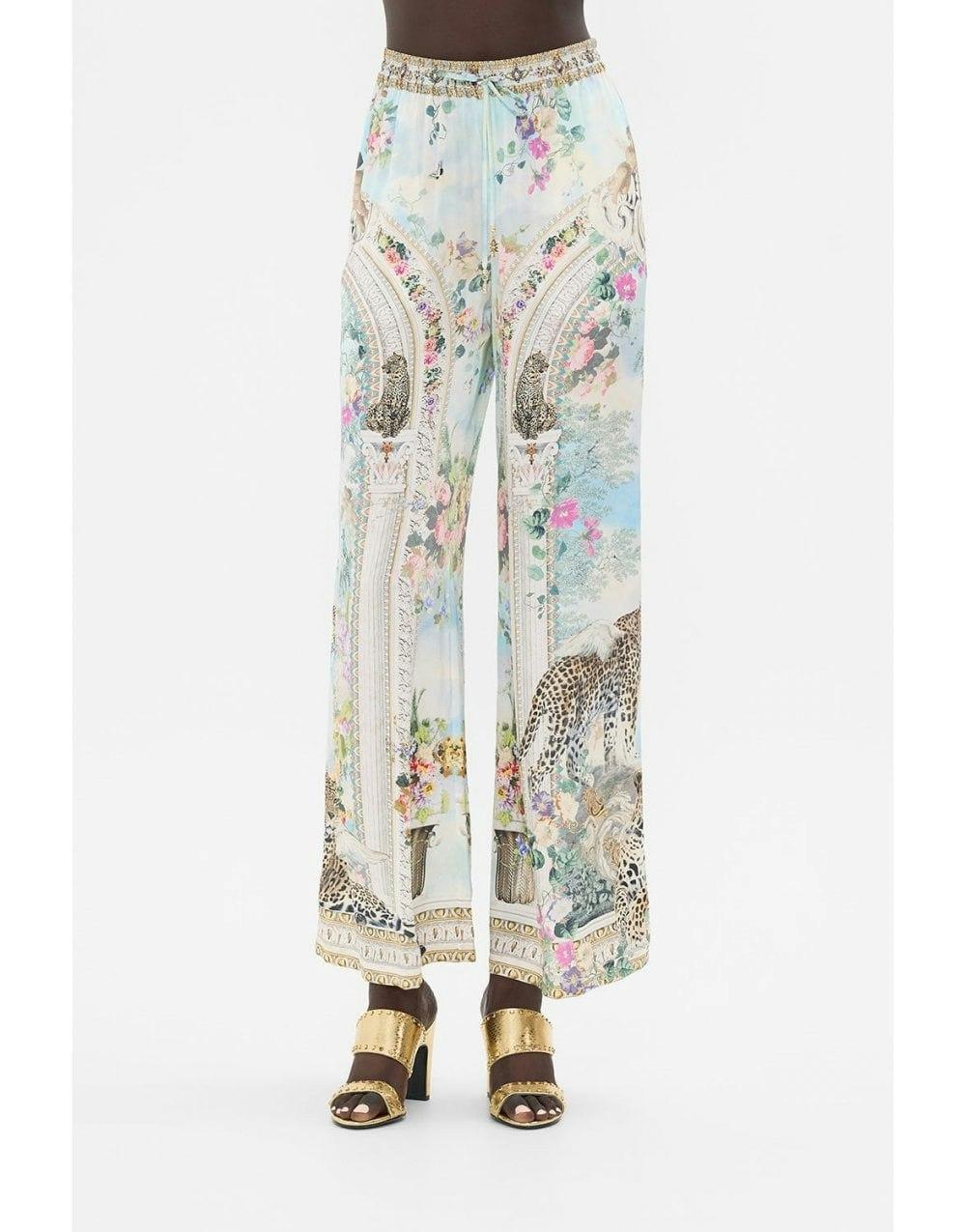 Alexandria Silk Lounge Trousers Col: Pale Blue Multi