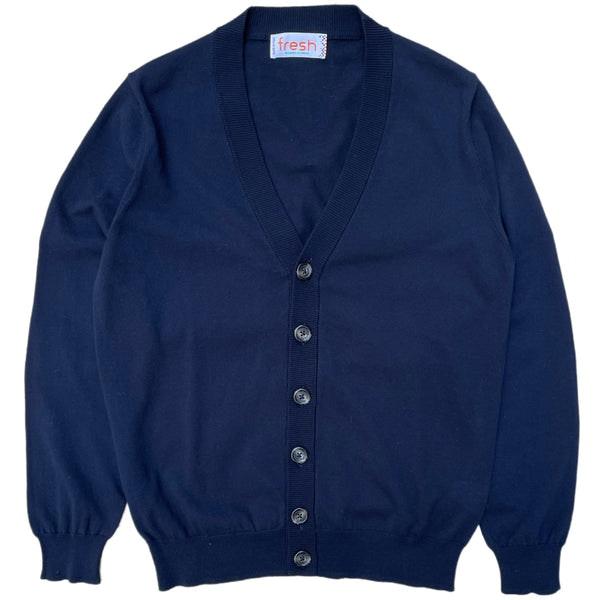 Extra Fine Cotton Cardigan Made In Italy Navy