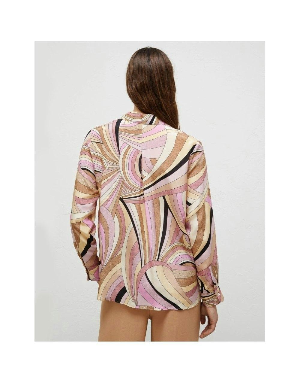 Marella Minerva Abstract Waves Shirt Col: 001 Pink Multi, Size: 16