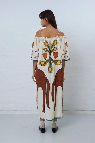 Embroidered Strap Midi Dress