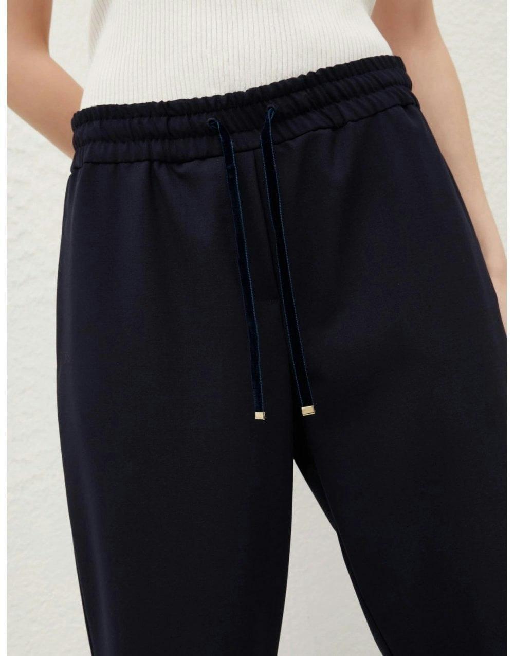 Marella Ricola Relaxed Drawstring Ankle Crop Trousers Col: 002 Navy, S