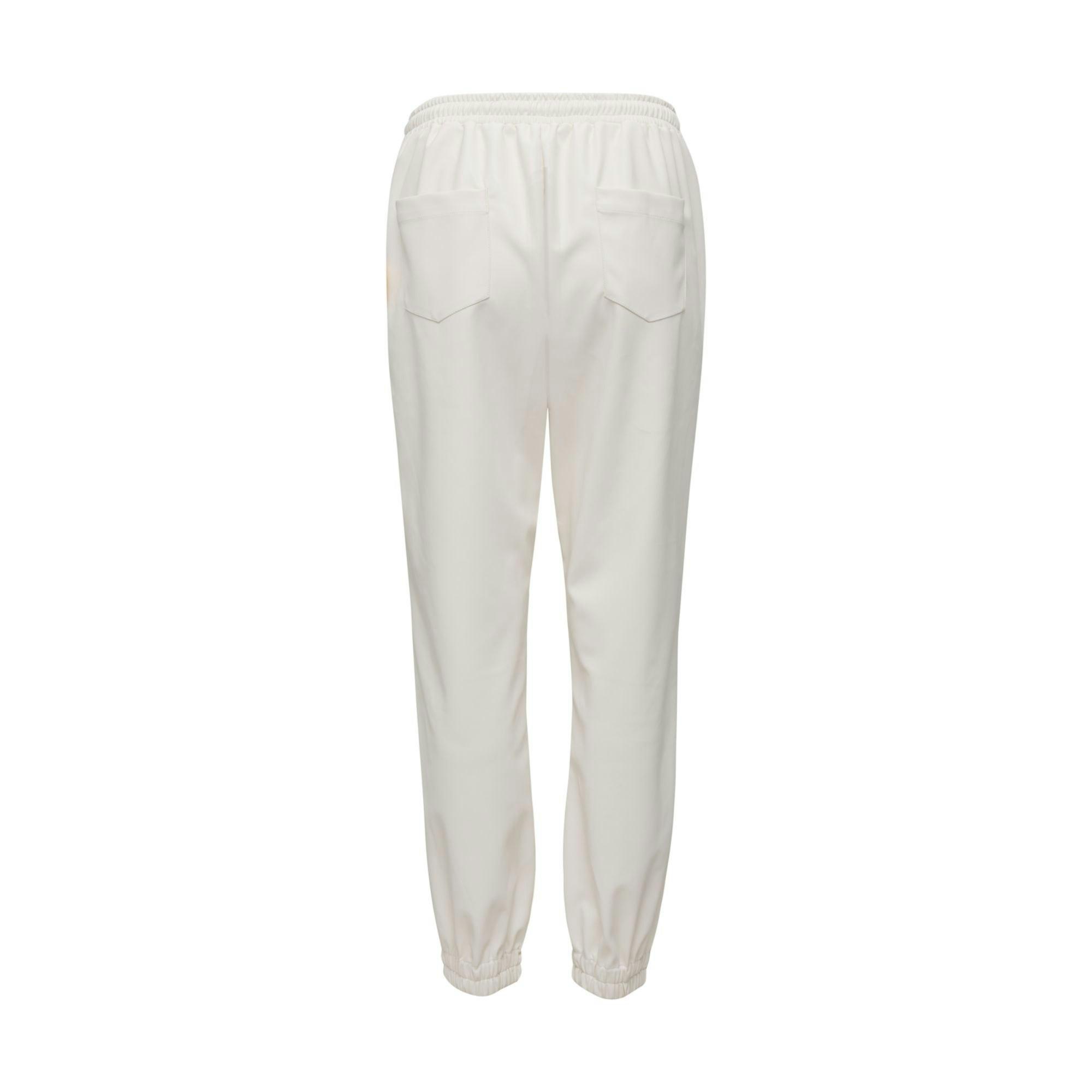 Faux Leather Jog Pants in Dove