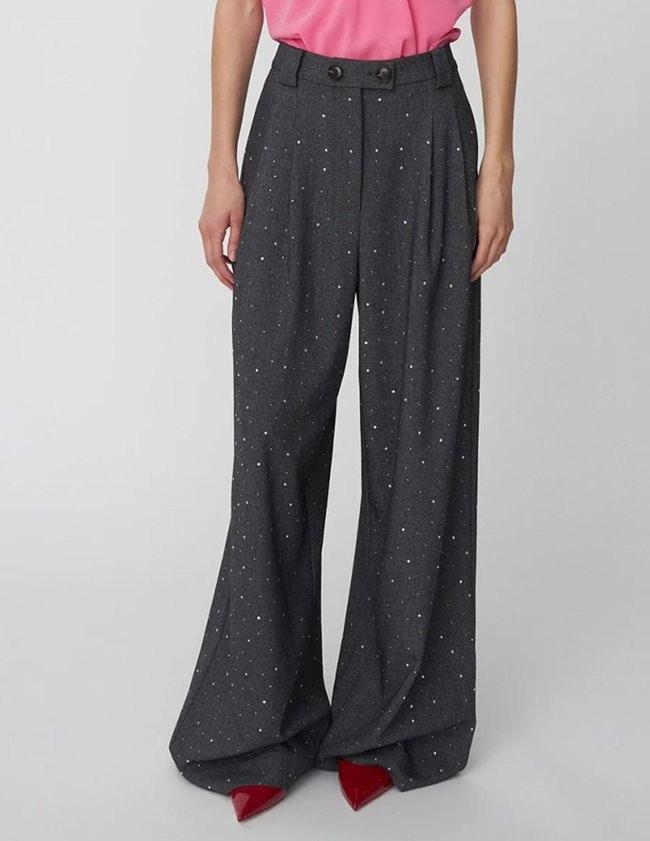 Rhinestone Trousers - Grey