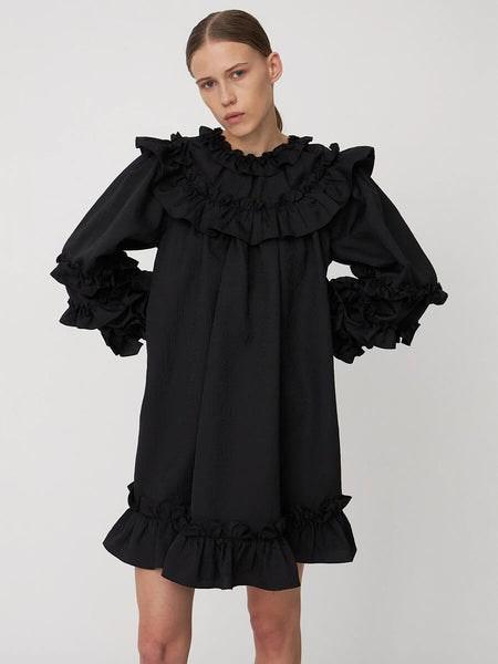 Black Light Weight Mini Frill Dress