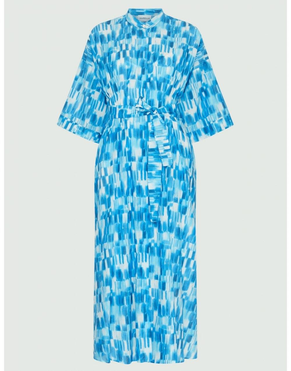 Marella Debutto Water Colour Flute Sleeve Dress Size: 14, Col: Turquoi