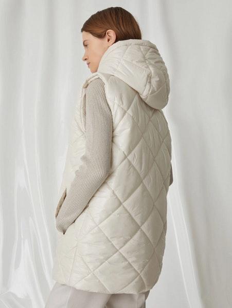 Midas Women's Reversible Quilted Gilet In Wool White 24232960272 Col 001