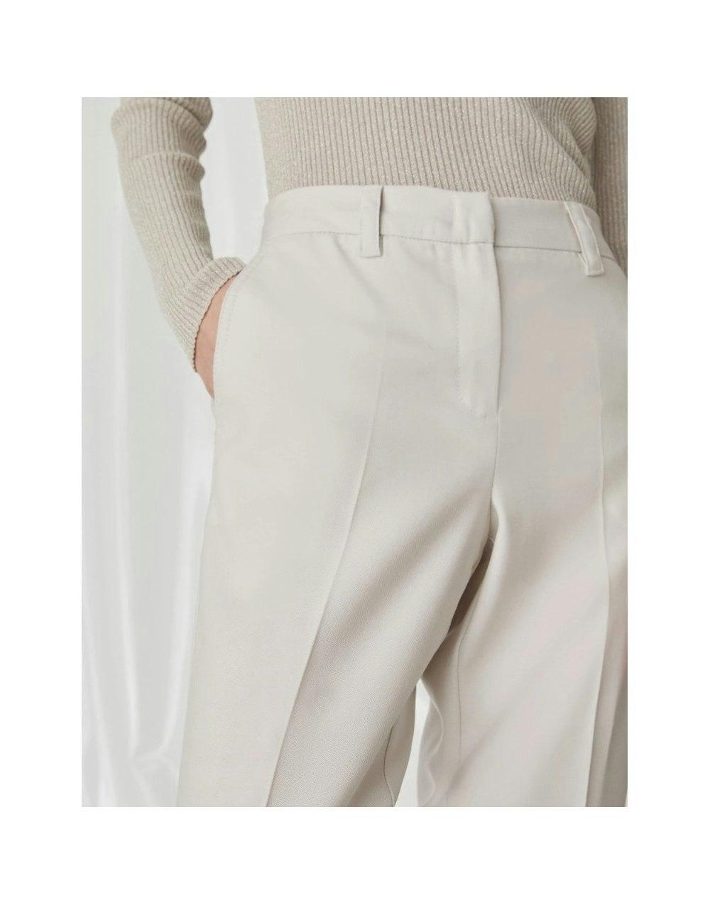 Marella Lazzara Wool Fitted Trousers Col: 001 Wool White, Size: 10