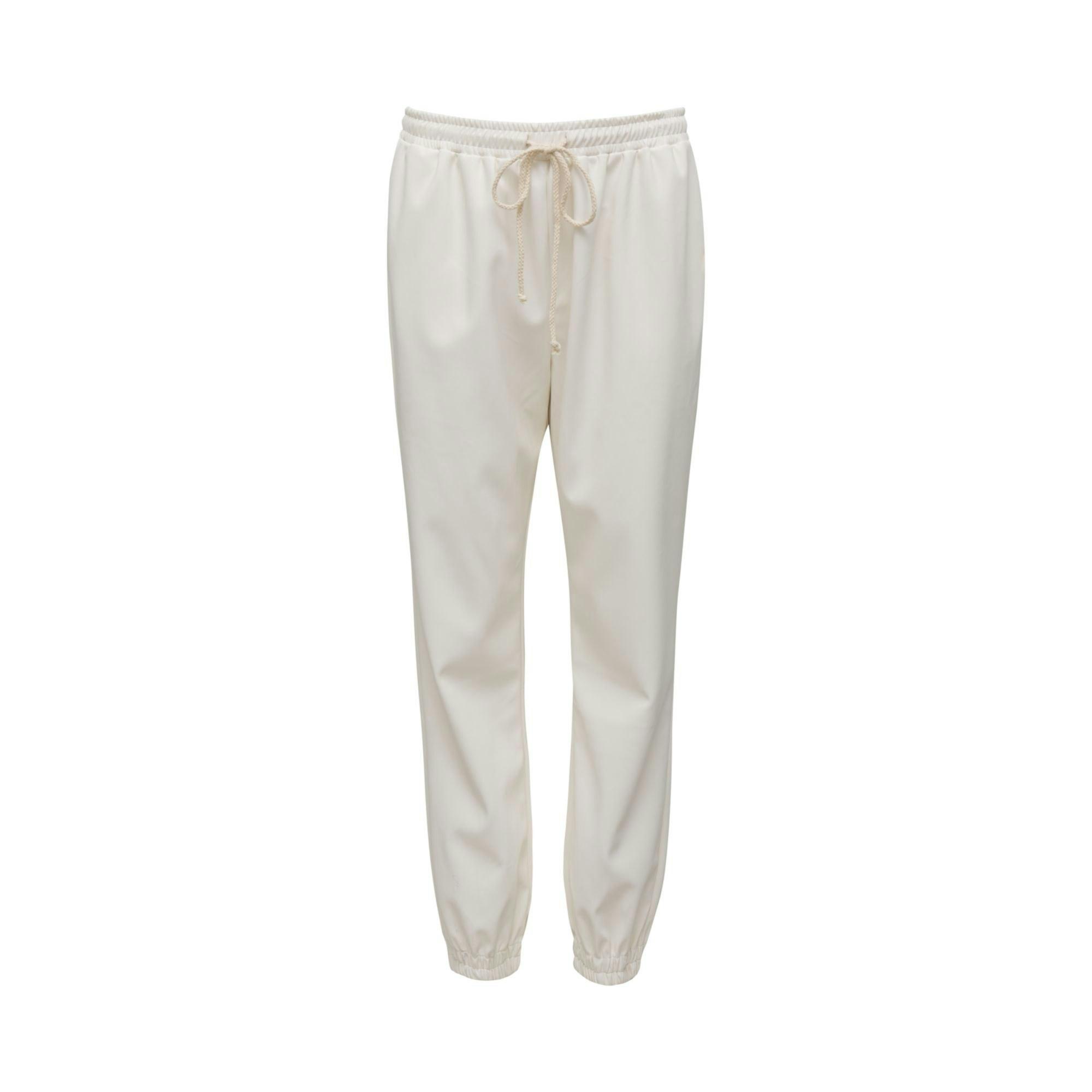 Faux Leather Jog Pants in Dove