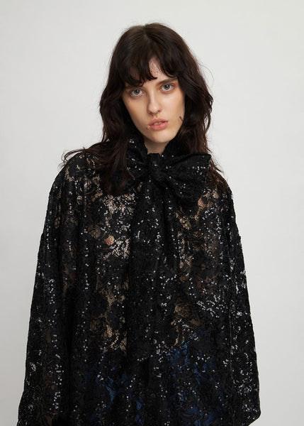 Lace Sequins Shirt Dress