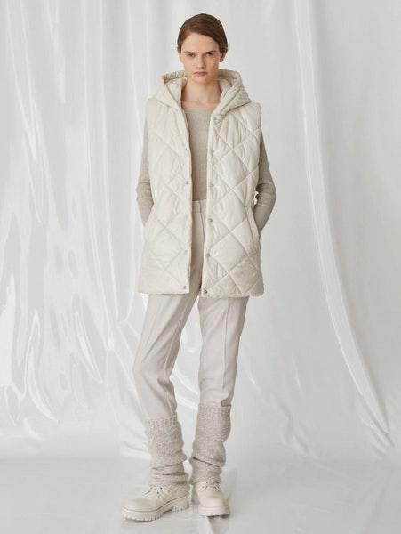 Midas Women's Reversible Quilted Gilet In Wool White 24232960272 Col 001