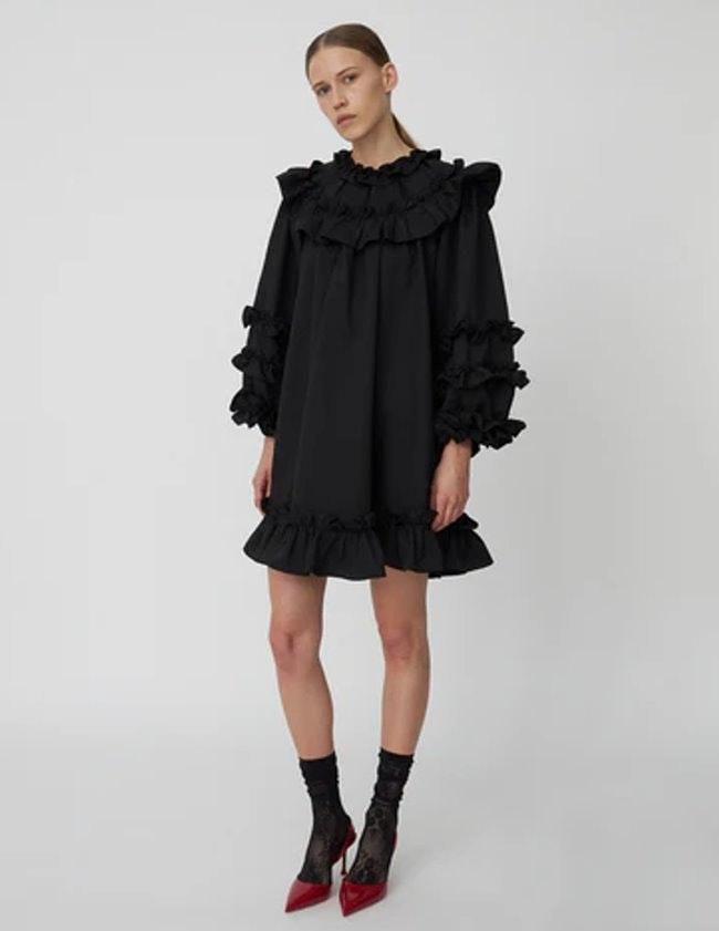 Mini Frill Dress - Black