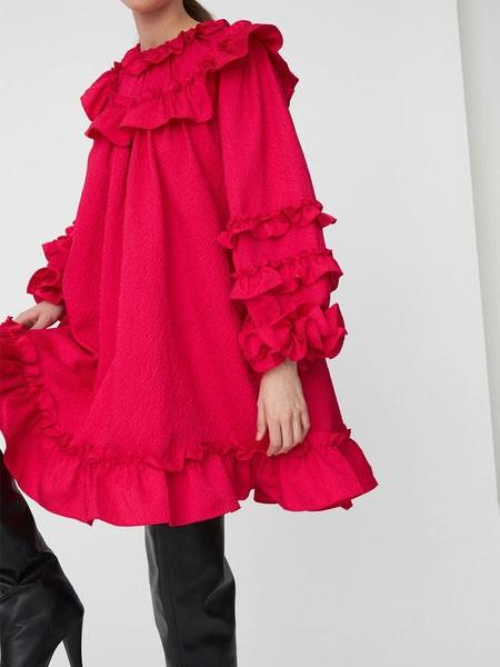 Wild Cherry Light Weight Mini Frill Dress