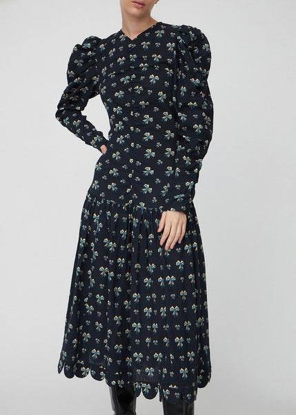 Bow Printed Midi Dress