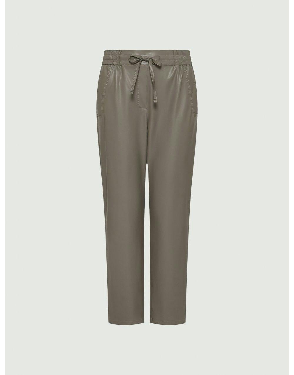 Selva Faux Leather Drawstring Trousers Col: 001 Mud