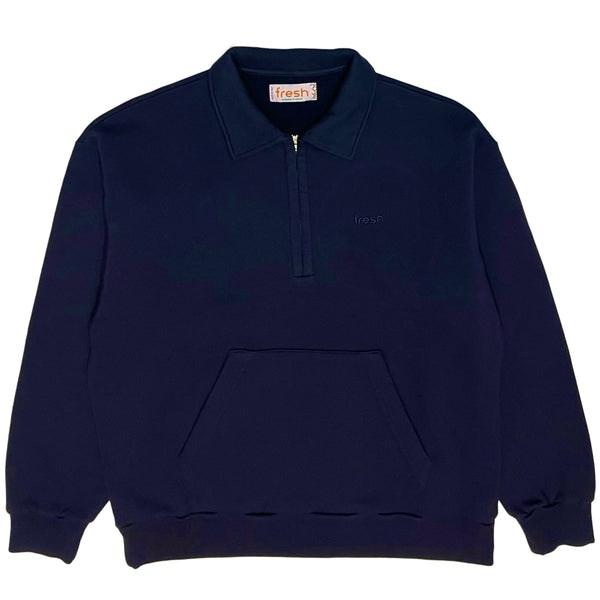 Mike Blue Night Zipper Polo Sweatshirt In Winter Cotton