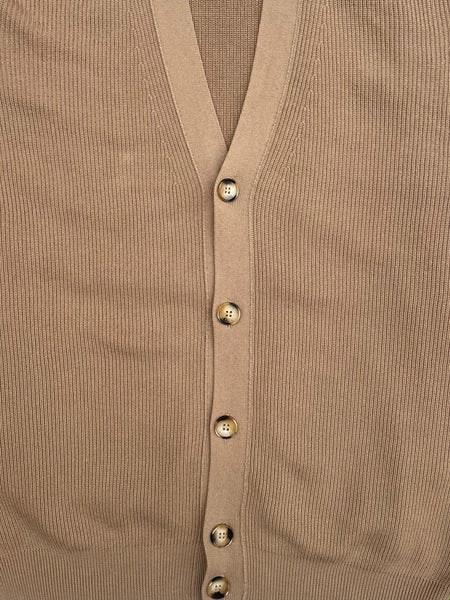 Scott Luxury Cotton Cardigan In Sand