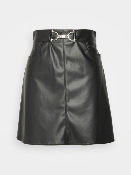 Black Arbo Faux Leather Skirt