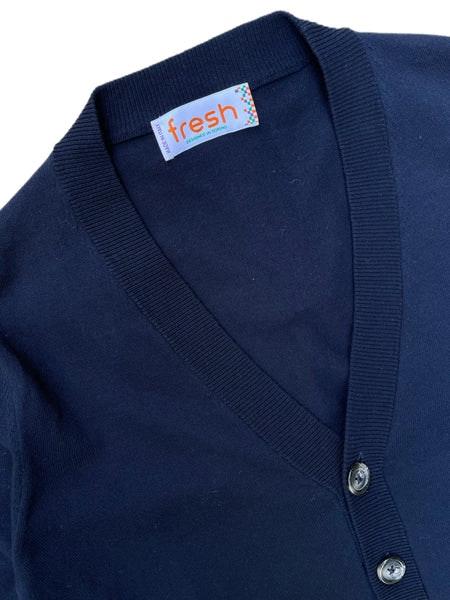 Extra Fine Cotton Cardigan Made In Italy Navy