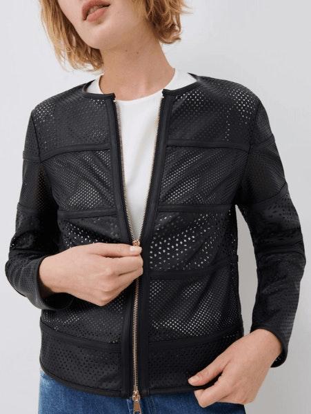 Black Istmo Perforated Style Vegan Leather Jacket