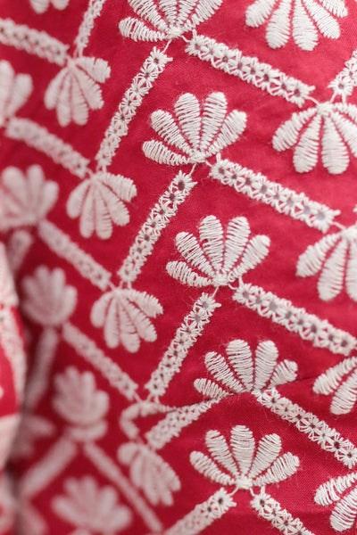 Red and Cream Broderie Triumph Shirt