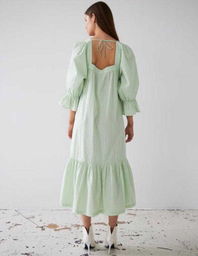 Stella Nova - Striped Midi Dress - Mint Tea