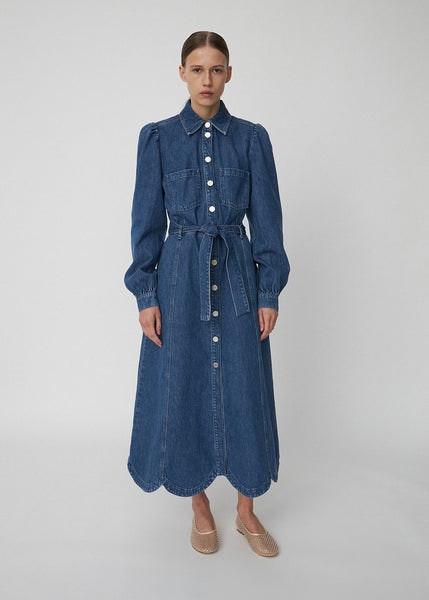 Raw Denim Dress With Waist Focus