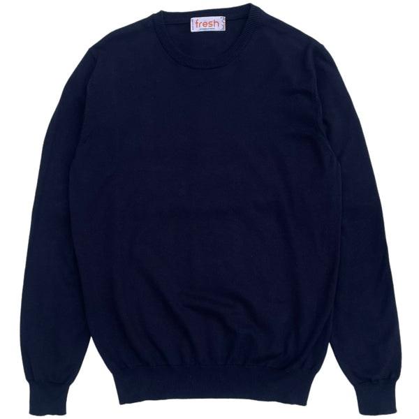 Tom Extra Fine Cotton Crew Neck Sweater In Navy