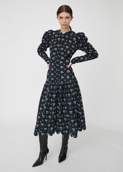 Bow Printed Midi Dress