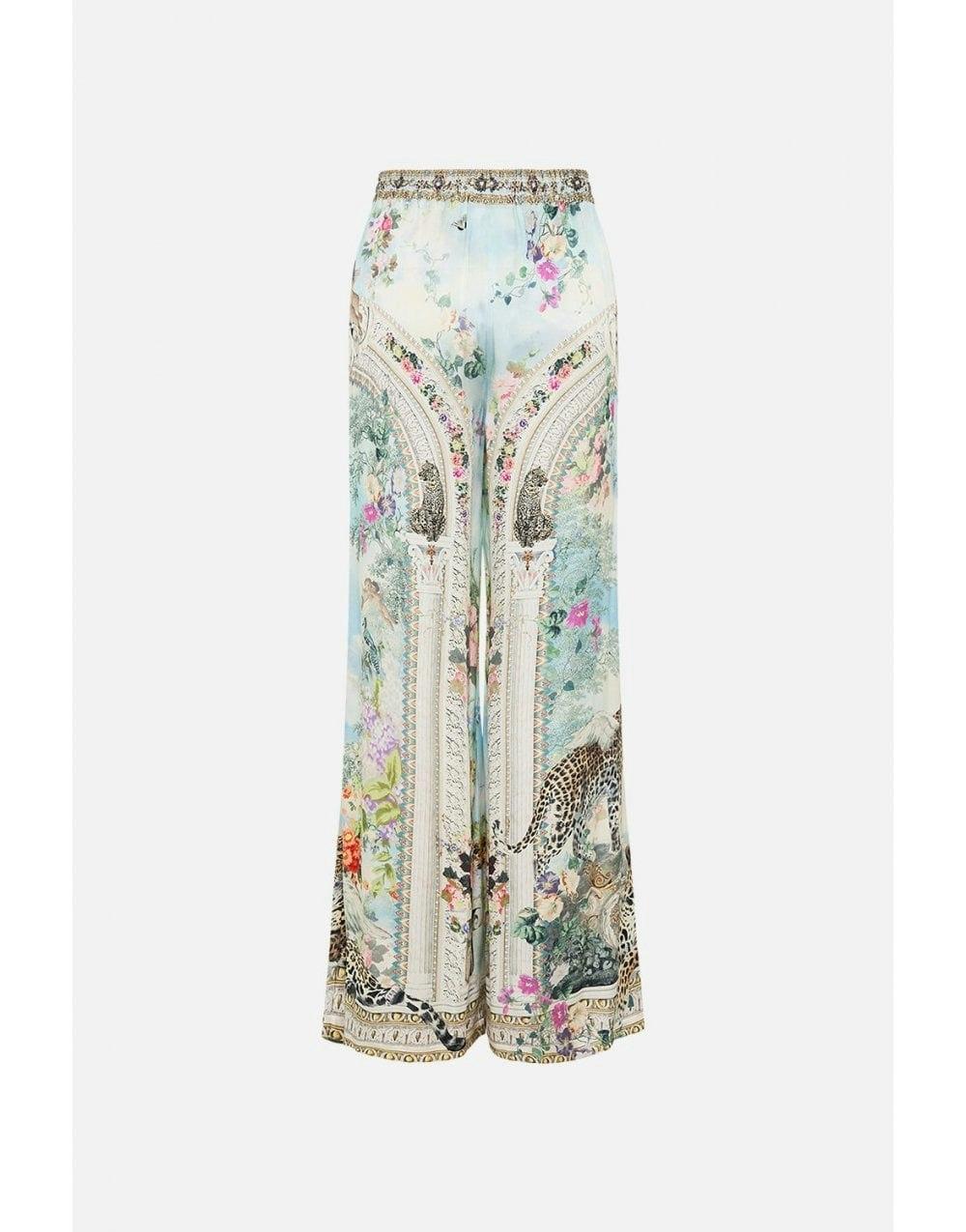 Alexandria Silk Lounge Trousers Col: Pale Blue Multi