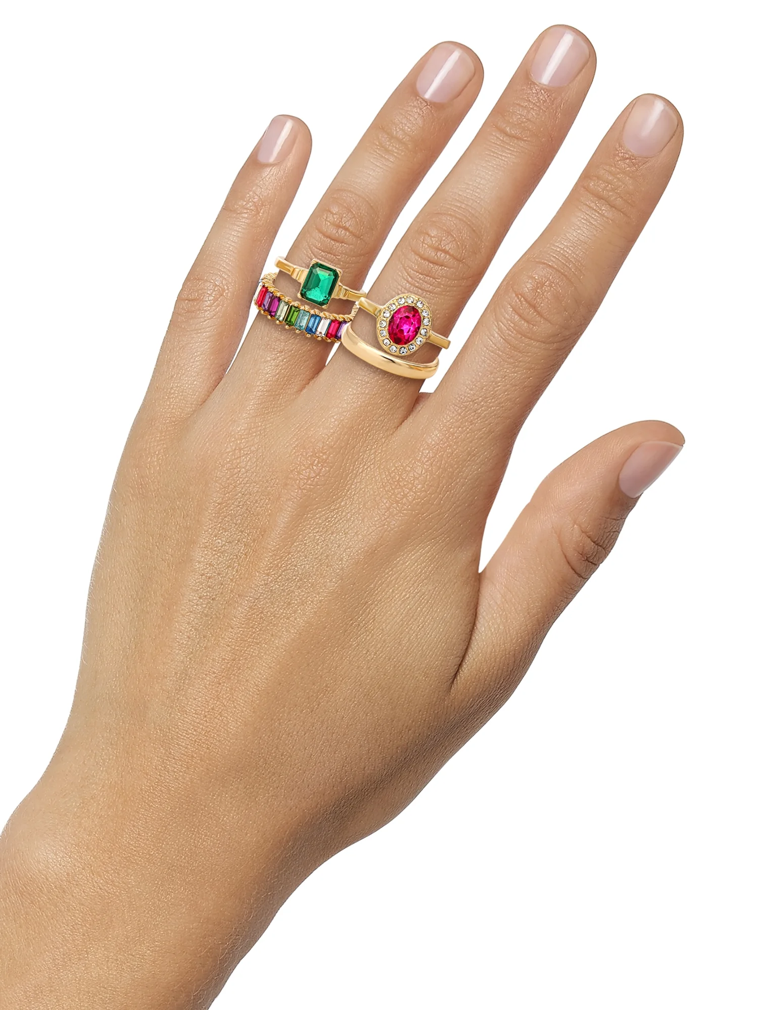 Jessica Simpson  Multi Colored CZ Ring Set, Set of 4