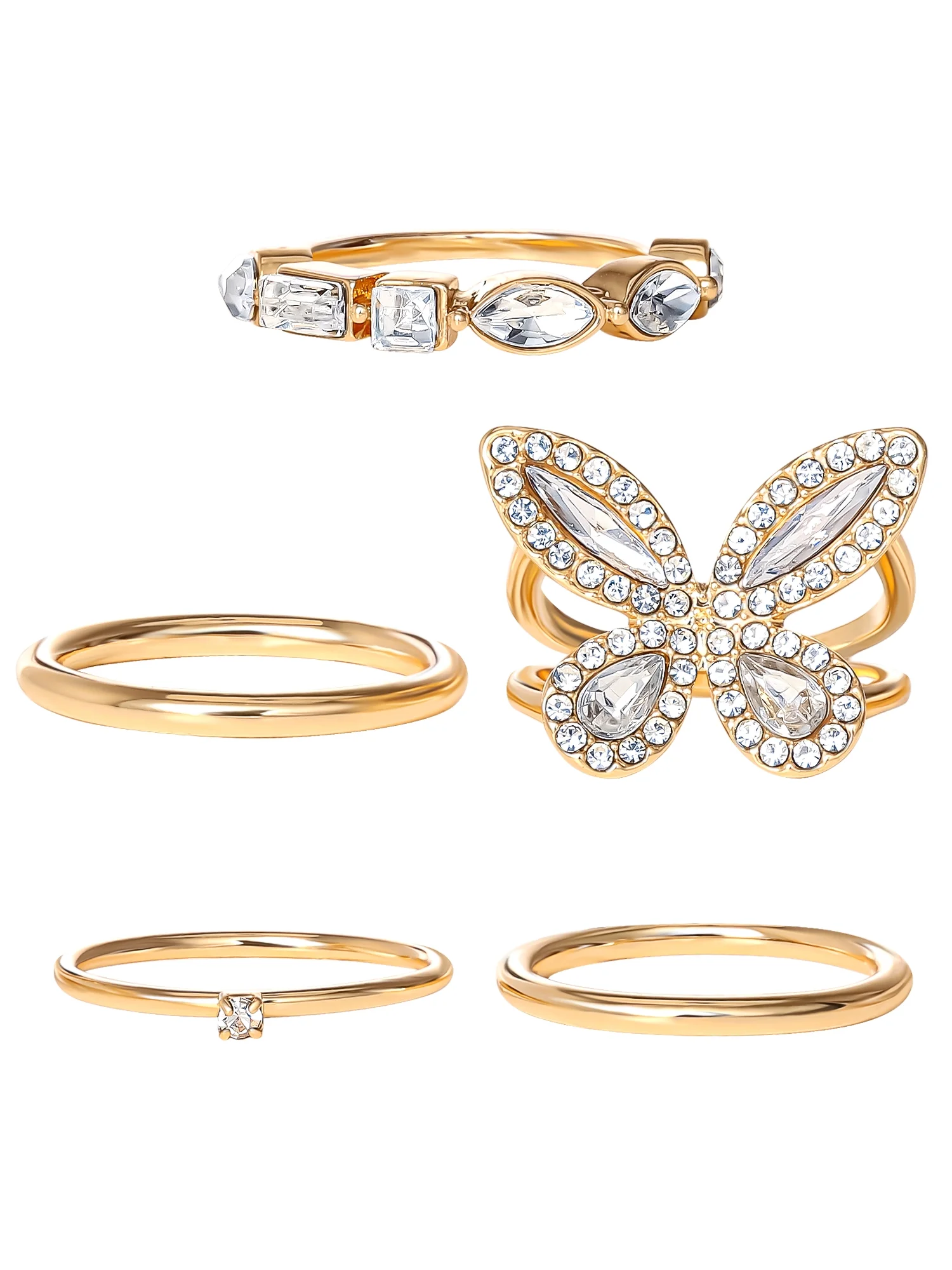 Jessica Simpson Butterfly Ring Set, Set of 5