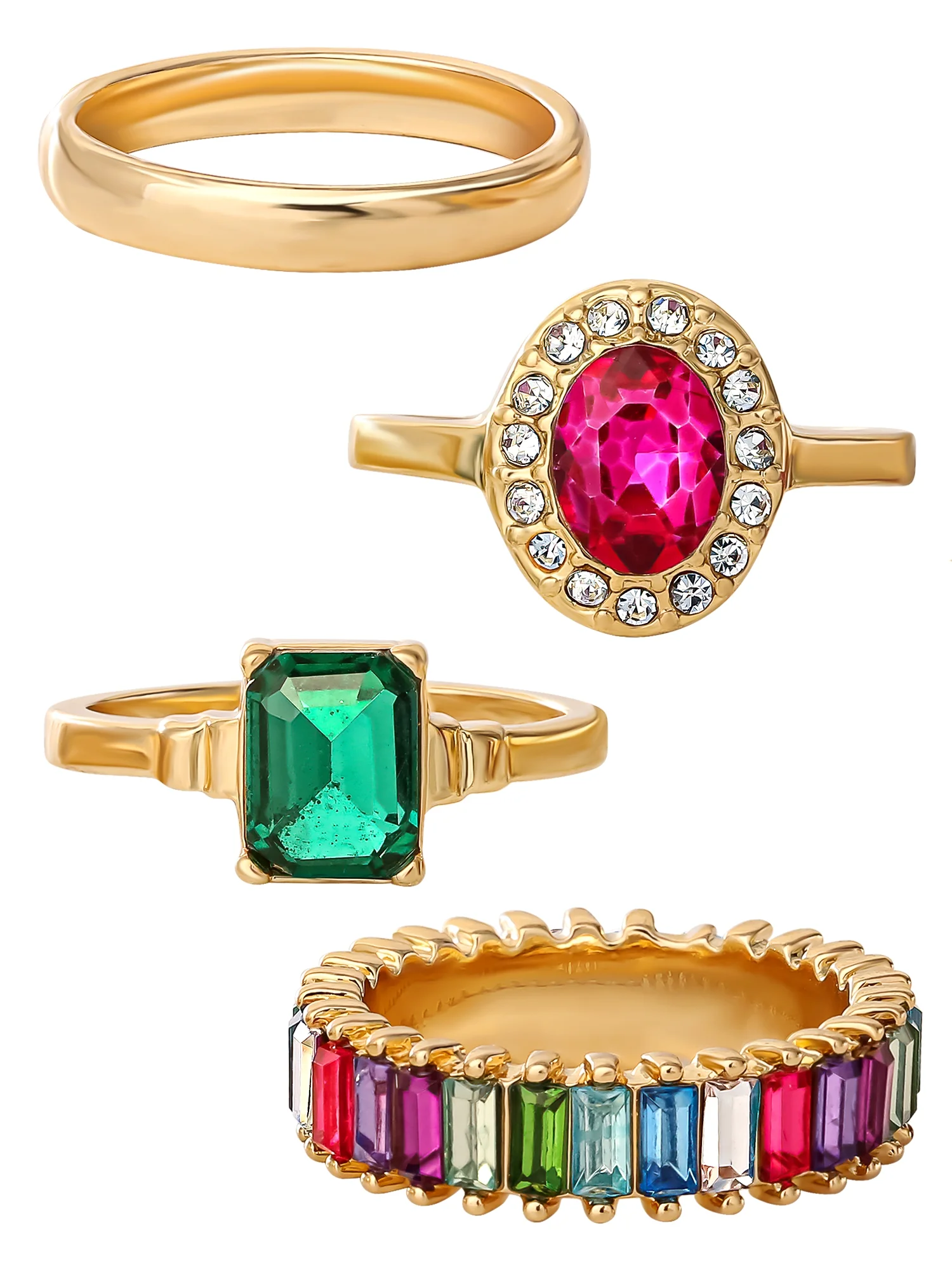 Jessica Simpson  Multi Colored CZ Ring Set, Set of 4