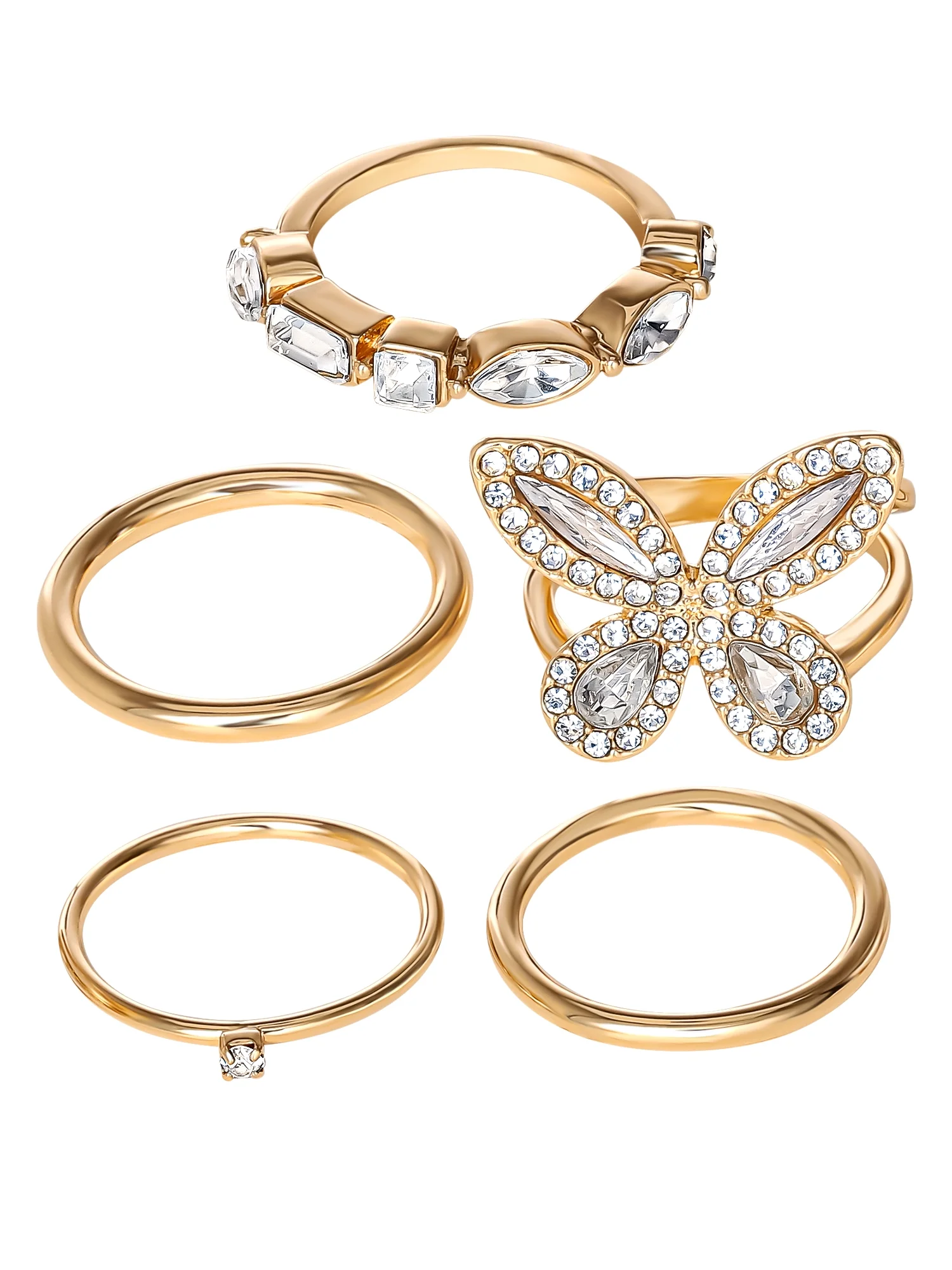 Jessica Simpson Butterfly Ring Set, Set of 5