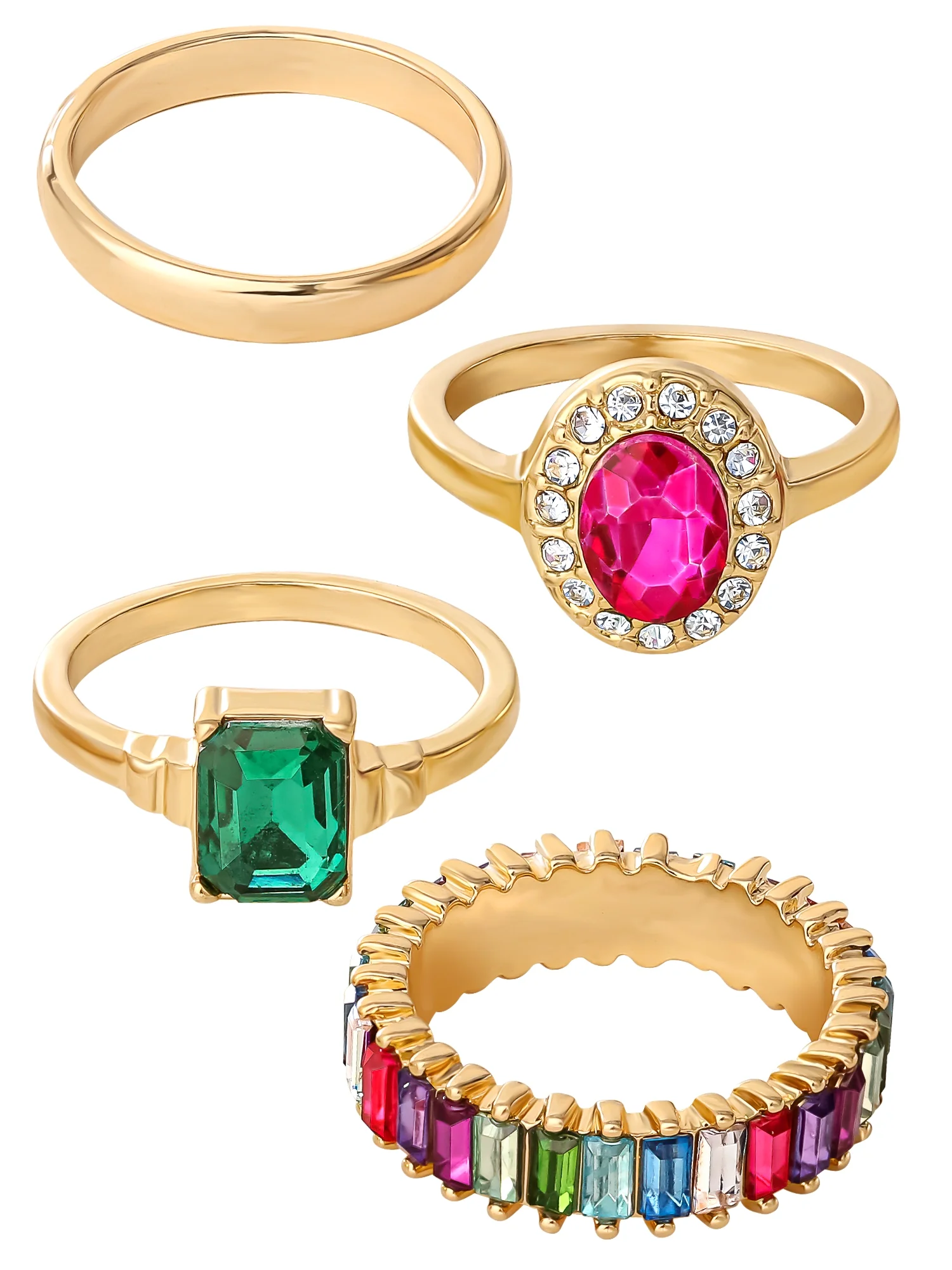 Jessica Simpson  Multi Colored CZ Ring Set, Set of 4