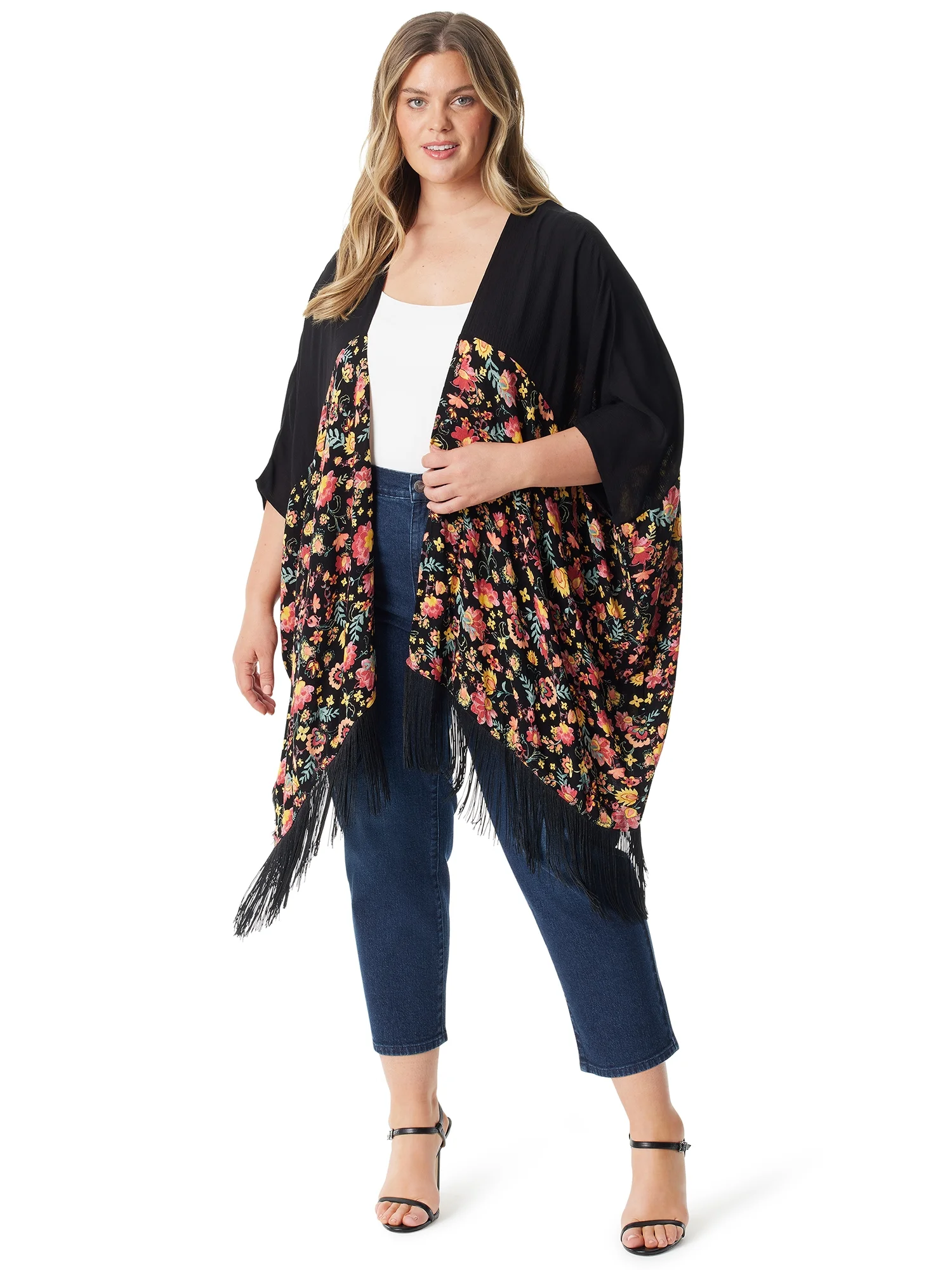 Jessica Simpson Women's and Women's Plus Julia Fringe Kimono